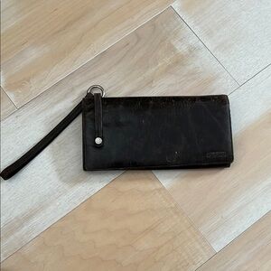Kenneth Cole Brown Leather Wristlet Wallet